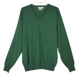 Peter Millar 100% Merlino Wool Sweater Men's Size Large Hunter Green V Neck